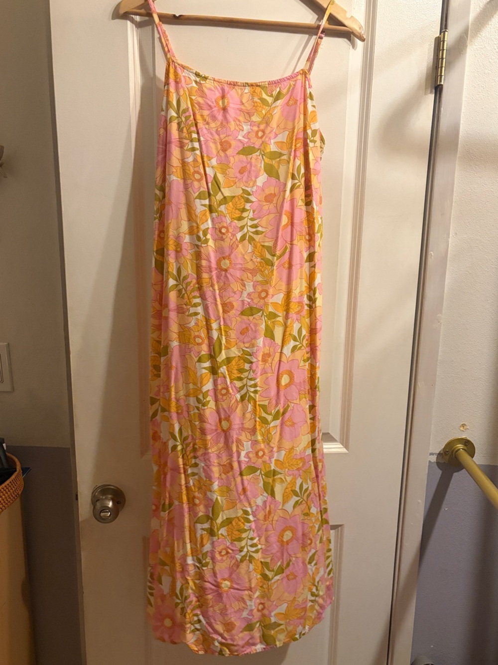Billabong Pink Yellow Floral Maxi Slip Dress